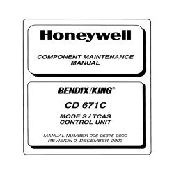 Bendix King CD 671C Mode S/TCAS Control Unit Maintenance Manual 006-05375-0000