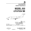 Cessna Model 650 Citation VII Airplanes 650-7001 and ON FAA Approved Airplane Flight Manual 65C7FM-10