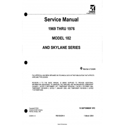 Cessna Model 182 and Skylane Series (1969 thru 1976) Service Manual D2006-4-13 with Temporary Revision D2006-4TR5