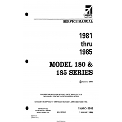 Cessna Model 180 & 185 Series (1981 thru 1985) Service Manual D2067-1-13 with Temporary Revision D2067-1TR10