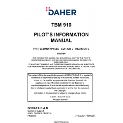 Daher TBM-910 Pilot's Information Manual T00.DMDPIPYEE0