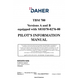 Daher TBM-700 Versions A and B equipped with MOD70-0276-00 Pilot's Information Manual T00.DMAPIPYEE1