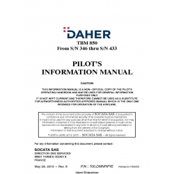 Daher TBM-850 From S/N 346 thru S/N 433 Pilot's Information Manual T00.DMNPIPYE