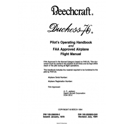 Beechcraft Duchess 76 Pilot's Operating Handbook and Flight Manual 105-590000-5A9