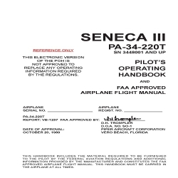 Piper Seneca III PA-34-220T Pilots Operating Handbook and Flight Manual VB-1257