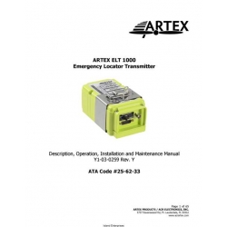 Artex ELT 1000 Emergency Locator Transmitter Description, Operation, Installation and Maintenance Manual