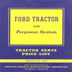 Ford Tractor Parts Price List Ferguson System 1940