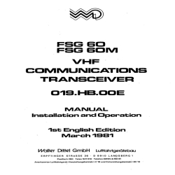 Walter Dittel GmbH FSG 60/60M VHF Communications TransCEiver Installation and Operation Manual