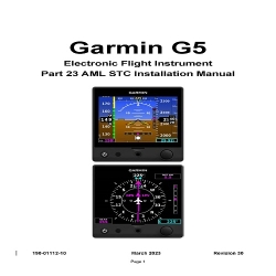 Garmin G5 Electronic Flight Instrument Part 23 AML STC Installation Manual 190-01112-10_v2023