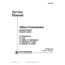 Allison HT 700 Series Transmission Hydraulic Controls Service Manual SM1270EN
