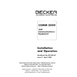 Becker Comm 2000 VHF Communications Equipment Installation and Operation DV 240.03