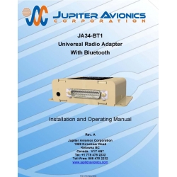 Jupiter Avionics JA34-BT1 Universal Radio Adapter With Bluetooth Installation and Operating Manual
