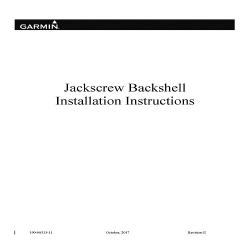 Garmin Jackscrew Backshell Installation Instructions 190-00313-11