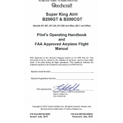 Beechcraft Super King Air B200GT & B200CGT Pilot's Operating Handbook and Airplane Flight Manual P/N 434-590168-0003B