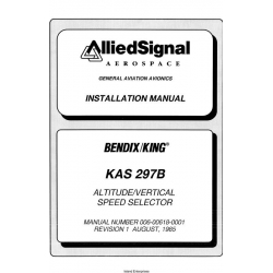 Bendix King KAS 297B KAS-297B Altitude/Verical Speed Selector Installation Manual 006-00618-0001