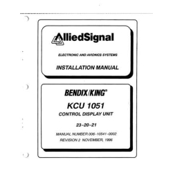 Bendix King KCU 1051 Control Display Unit 23-20-21 Installation Manual 006-10541-0002