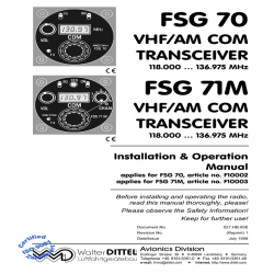 Walter Dittel GmbH FSG 70/FSG 71M Communications Transceiver Installation and Operation Manual