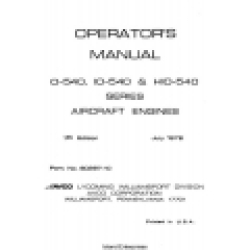 Lycoming O-540, IO-540 & HIO-540 Series Operator's Manual 1976 Part # 60297-10