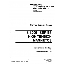 Continental S-1200 Series High Tension Magnetos Service and Support, Maintenance, Overhaul Illustrated Parts Manual X42001-1