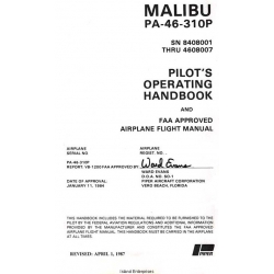 Piper Malibu PA-46-310P SN 8408001 thru 4608007 Pilots Operating Handbook VB-1200 