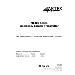 Artex ME406 Series Emergency Locator Transmitter Description Operation, Installation and Maintenance Manual 570-1600 Rev-V 