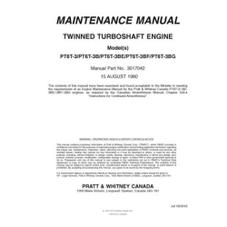Pratt & Whitney Models PT6T-3/PT6T-3B/PT6T-3BE/PT6T-3BF/PT6T-3BG Twinned Turboshaft Engine Maintenance Manual 3017042