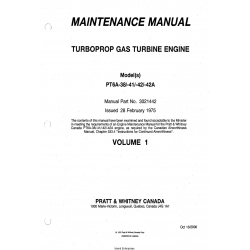 Pratt and Whitney Model PT6A-38-41-42-42A TurboProp Gas Turbine Engine Maintenance Manual 3021442