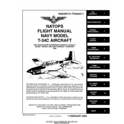Beechcraft T-34C Turbo-Mentor Navy Model Aircraft Navair 01-T34AAC-1 Natops Flight Manual/POH 2000