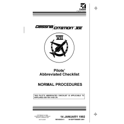 Cessna Citation VII Pilot's Abbreviated Checlist Normal Procedures 65C7CL05NP