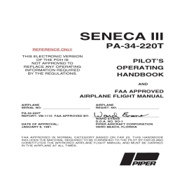 Piper Seneca III PA-34-220T Pilot's Operating Handbook and Fligt Manual VB-1110