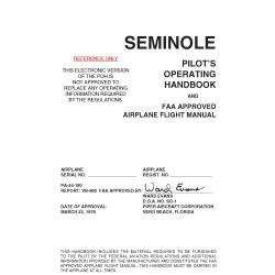 Piper PA-44-180 Seminole Pilot's Operating Handbook and FAA Approved Airplane Flight Manual VB-860