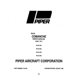 Piper Comanche Parts Catalog PA-24-180/250/260/400 v1998 Part # 752-464