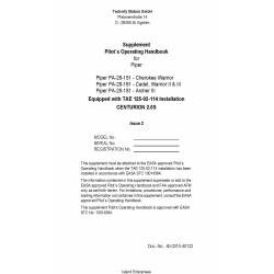Supplement Pilot's Operating Handbook  for  Piper PA-28-151 Cherokee Warrior PA-28-161 Cadet, Warrior II & III PA-28-181 Archer III 40-0310-40122