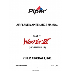 Piper PA-28-161 Warrior III (S/N's 2842001 & UP) Maintenance Manual 761-882_v2011
