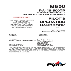 Piper PA-46-500TP M500 Pilot's Operating Handbook and Flight Manual VB-2748