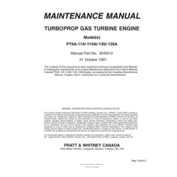 Pratt & Whitney Models PT6A-114/-114A/-135/-135A Maintenance Manual Part No. 3043512