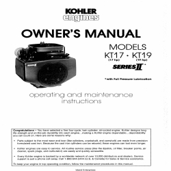 Kohler Model KT17 (17 hp), KT19 (19hp) Series II Owners Manual 1987-1995