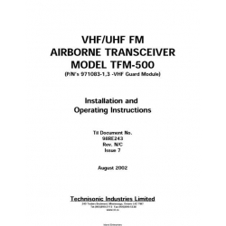 VHF/UHF FM TFM-500 Airbourne Transceiver Installation and Operating Instructions 2002 98RE243