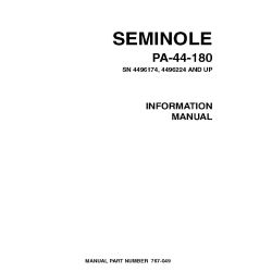 Piper Seminole PA-44-180 (SN 4496174, 4496224 AND UP) Information Manual 767-049