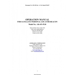 Ameri-King AK-451-PLB Operation Manual For Satellite Personal Locator Beacon