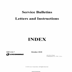 Lycoming Index of Service Bulletins Letters & Instructions SSP-112-7 2018
