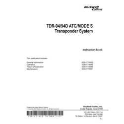 Rockwell Collins TDR-94/94D ATC/MODE S Instruction Book 523-0775652-12711A