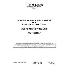 Thales Bus Power Control Unit Component Maintenance Manual with IPL 24-76-13