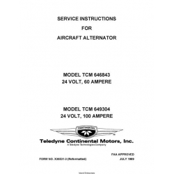 Continental Model TCM 646843 24 Volt 60 Ampere & Model TCM  649304 24 Volt 100 Ampere Service Instructions Form No. X30531-3 (Reformatted)