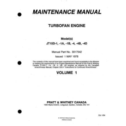 Pratt & Whitney Models JT15D-1-1A-1B-4-4B-4D Turbofan Engine Maintenance Manual 3017542