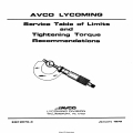 Lycoming Service Table of Limits and Tightening Torque Recommendations SSP-2070-3
